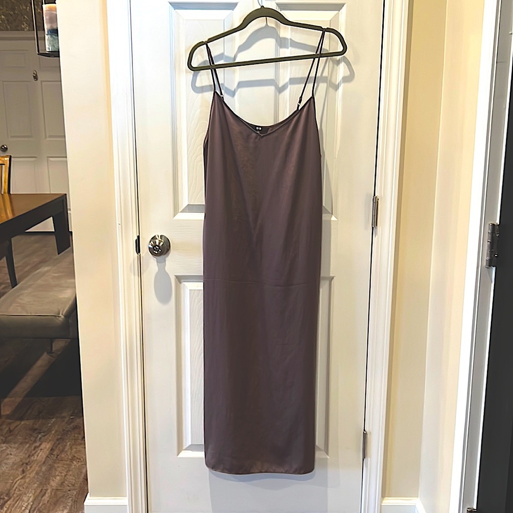 Grey silky slip dress. New but no tags size L